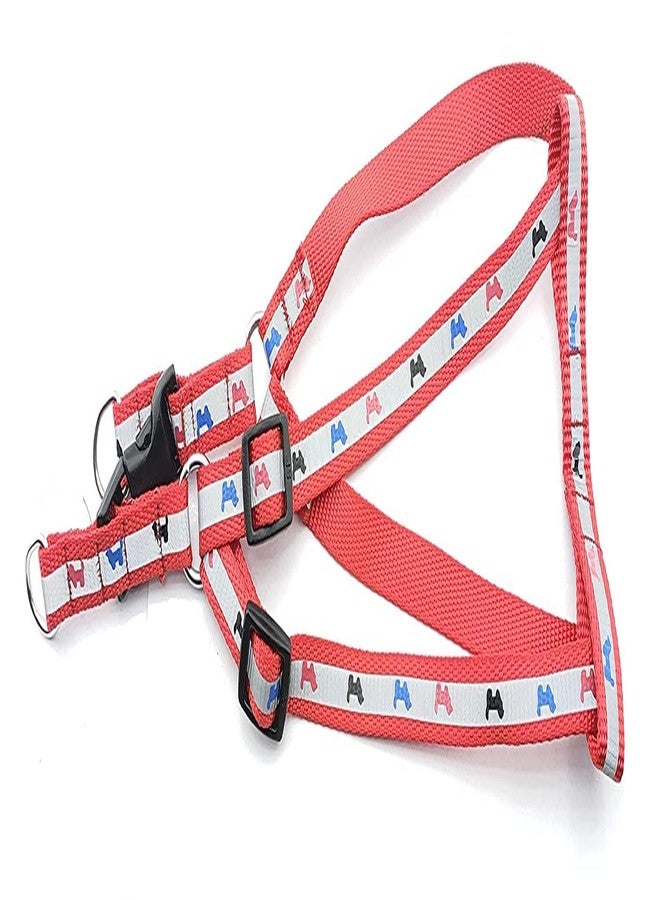 Pups&Pets طقم سرج ومقود قابل للتعديل من النايلون الناعم المشع من Pups&Pets للجراء والكلاب الصغيرة والمتوسطة الحجم (لون أحمر) - Image 4